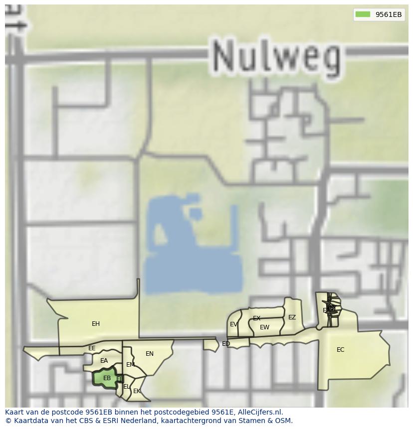 Afbeelding van het postcodegebied 9561 EB op de kaart.