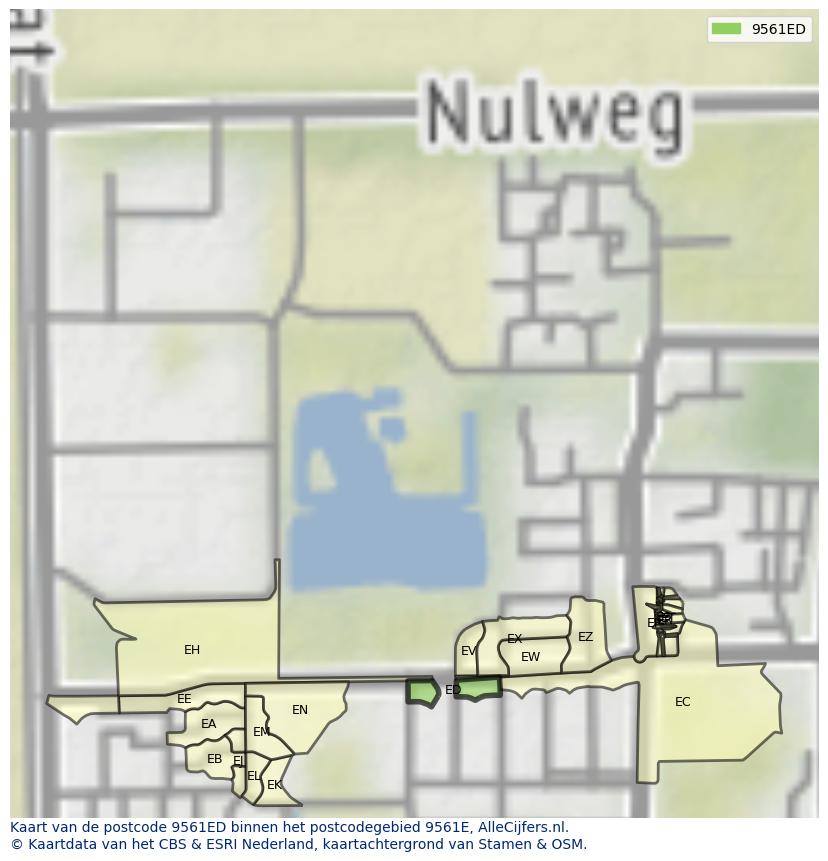 Afbeelding van het postcodegebied 9561 ED op de kaart.