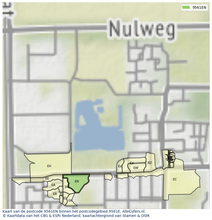 Afbeelding van het postcodegebied 9561 EN op de kaart.