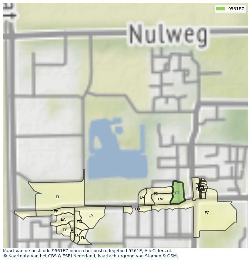 Afbeelding van het postcodegebied 9561 EZ op de kaart.