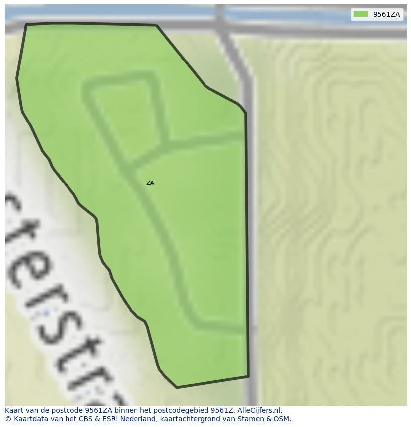 Afbeelding van het postcodegebied 9561 ZA op de kaart.