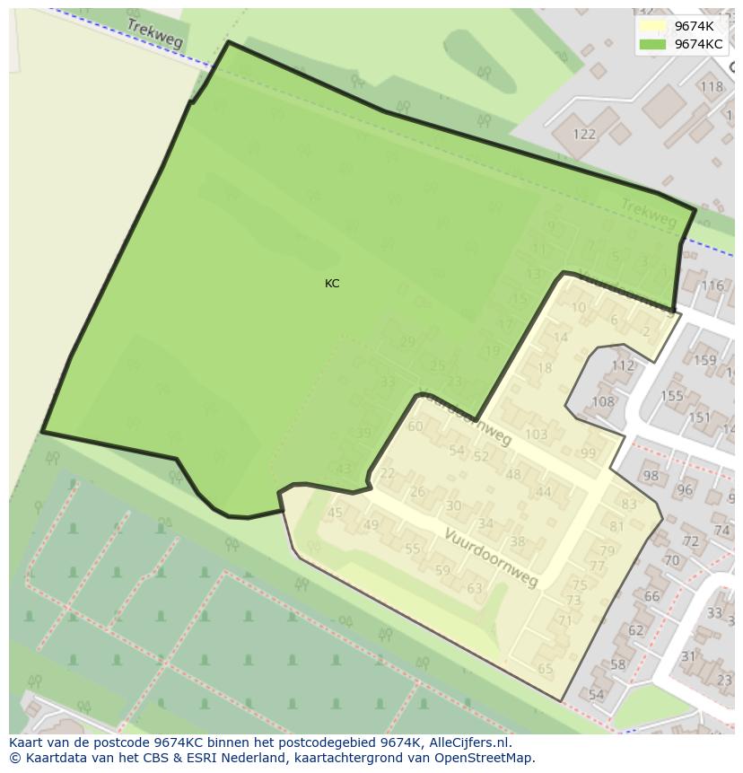 Afbeelding van het postcodegebied 9674 KC op de kaart.