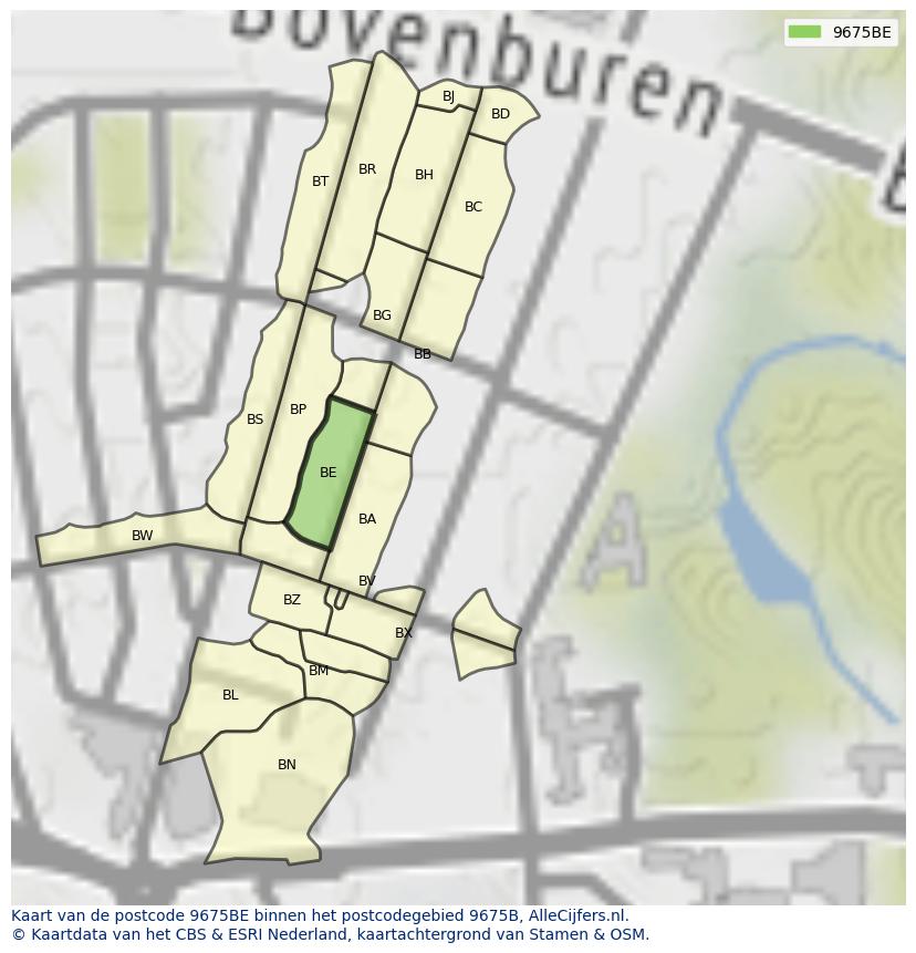 Afbeelding van het postcodegebied 9675 BE op de kaart.