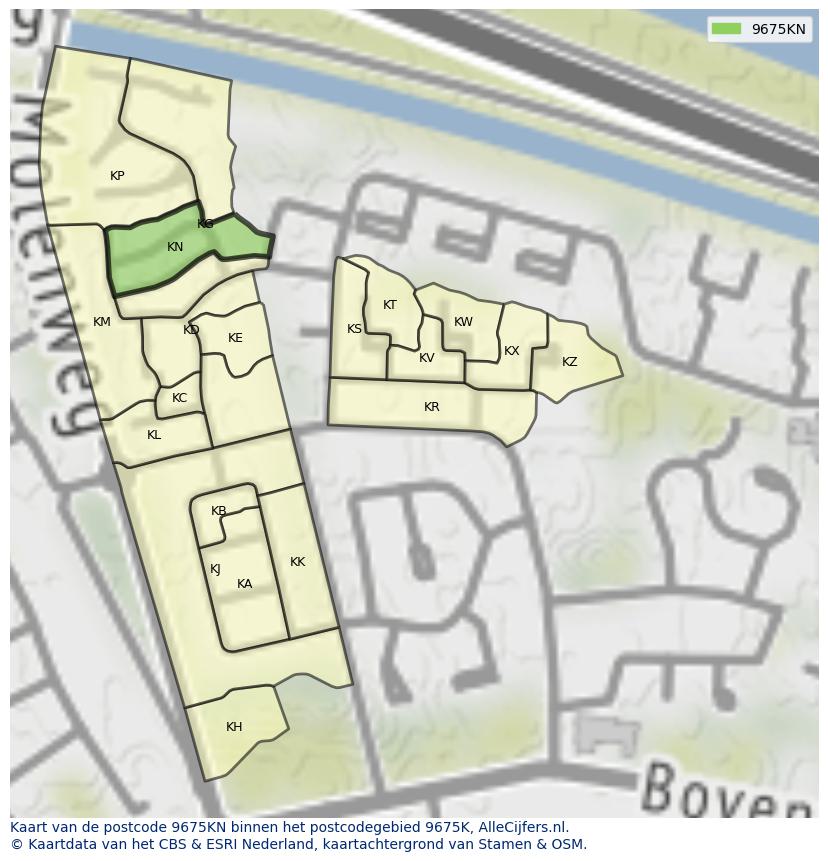 Afbeelding van het postcodegebied 9675 KN op de kaart.