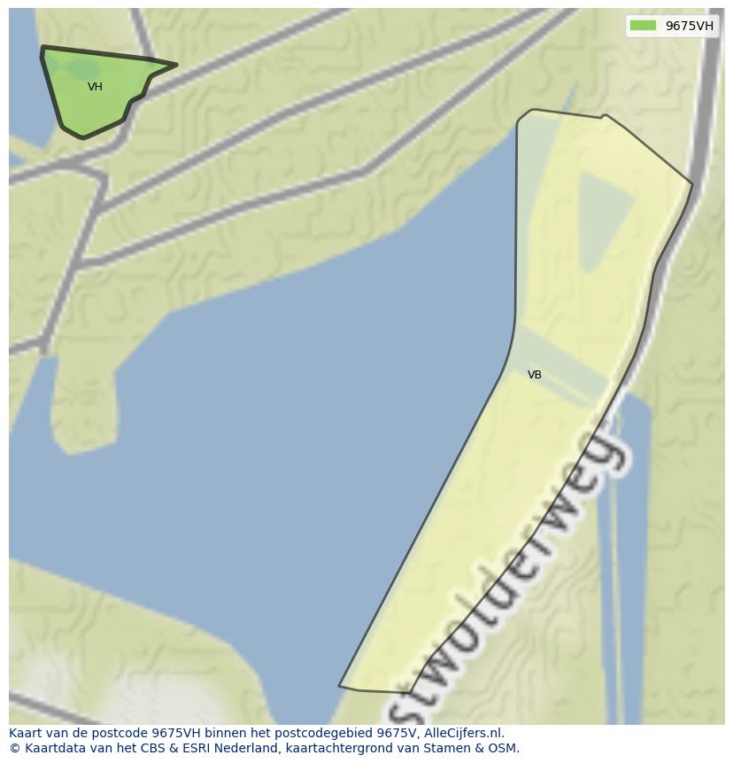 Afbeelding van het postcodegebied 9675 VH op de kaart.
