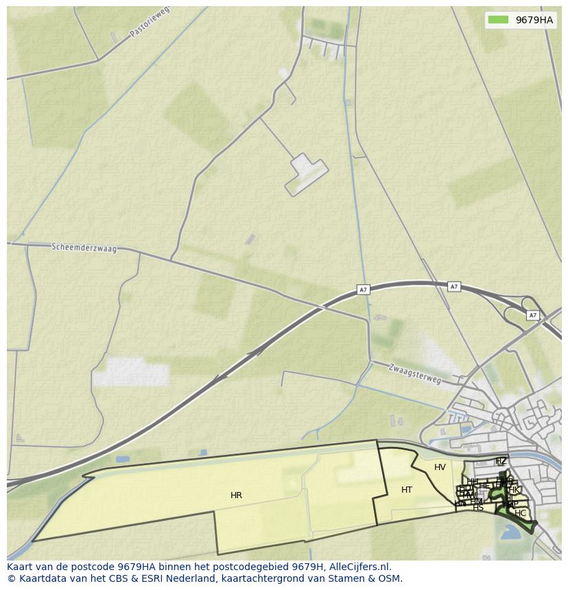 Afbeelding van het postcodegebied 9679 HA op de kaart.