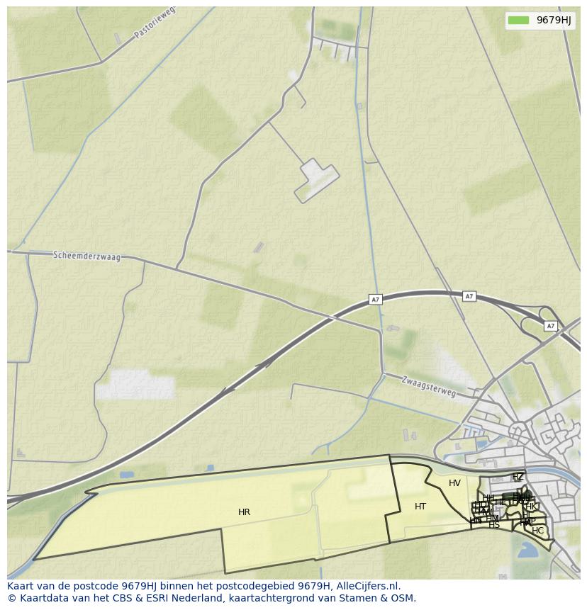 Afbeelding van het postcodegebied 9679 HJ op de kaart.