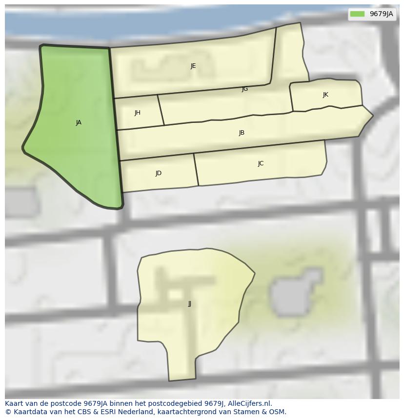 Afbeelding van het postcodegebied 9679 JA op de kaart.