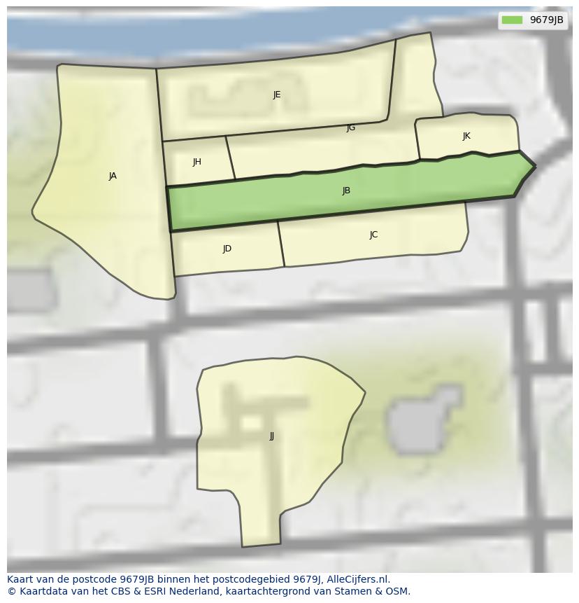 Afbeelding van het postcodegebied 9679 JB op de kaart.