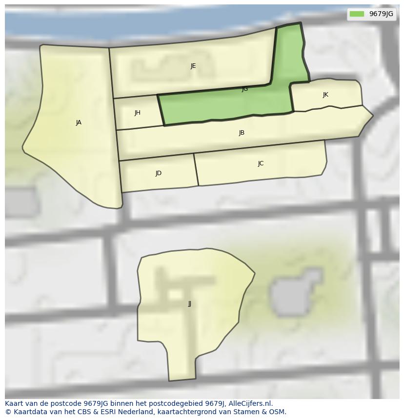 Afbeelding van het postcodegebied 9679 JG op de kaart.