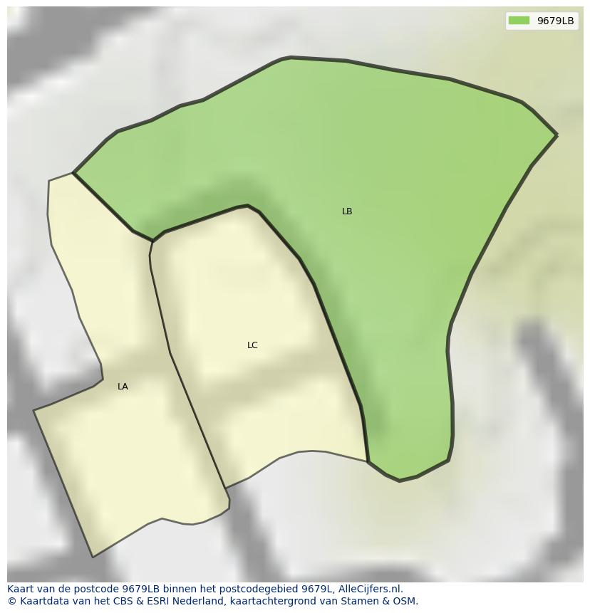 Afbeelding van het postcodegebied 9679 LB op de kaart.