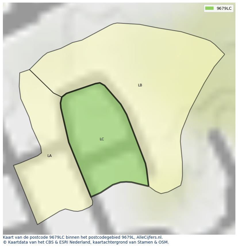 Afbeelding van het postcodegebied 9679 LC op de kaart.
