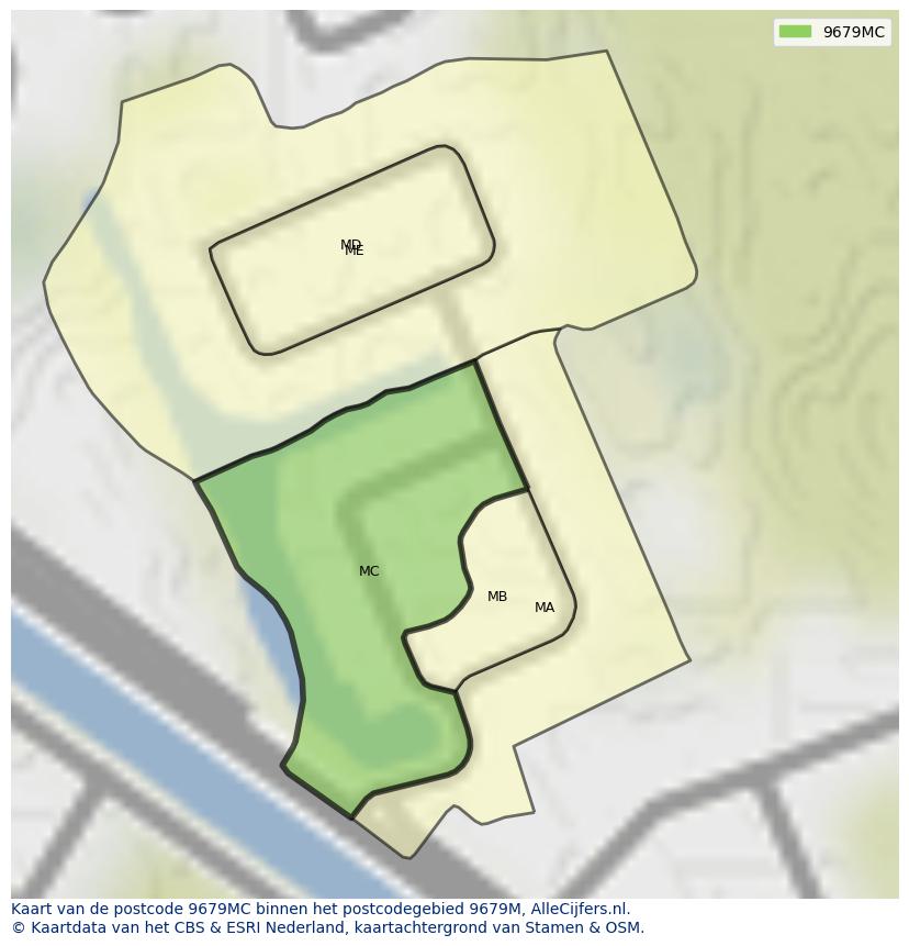 Afbeelding van het postcodegebied 9679 MC op de kaart.