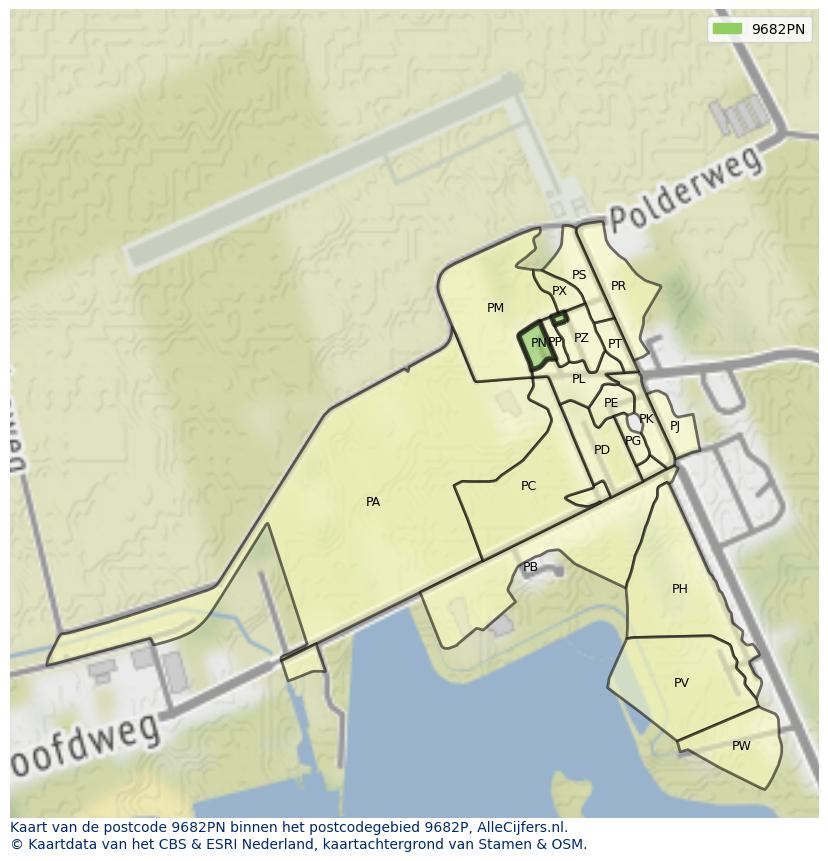 Afbeelding van het postcodegebied 9682 PN op de kaart.