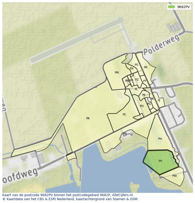 Afbeelding van het postcodegebied 9682 PV op de kaart.
