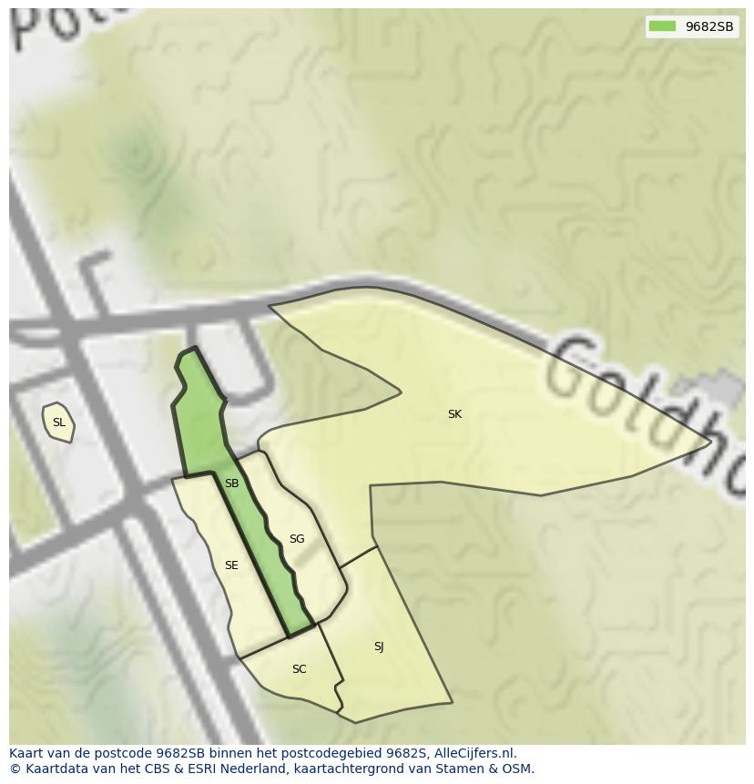 Afbeelding van het postcodegebied 9682 SB op de kaart.