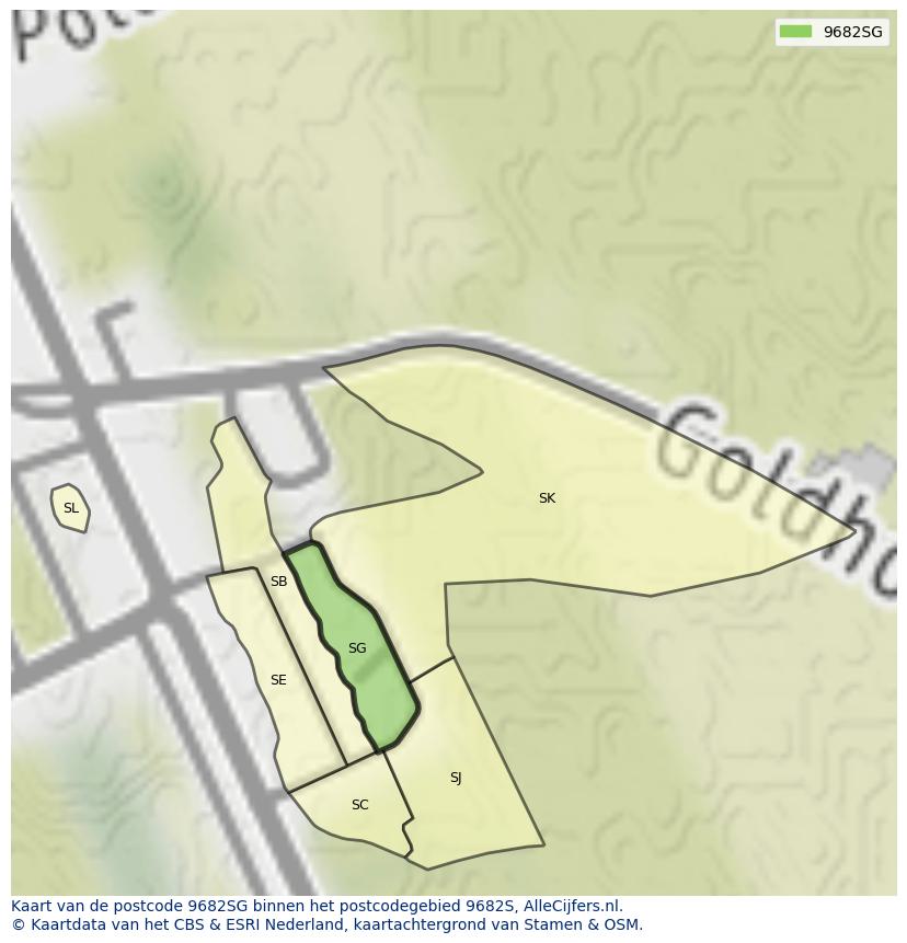 Afbeelding van het postcodegebied 9682 SG op de kaart.