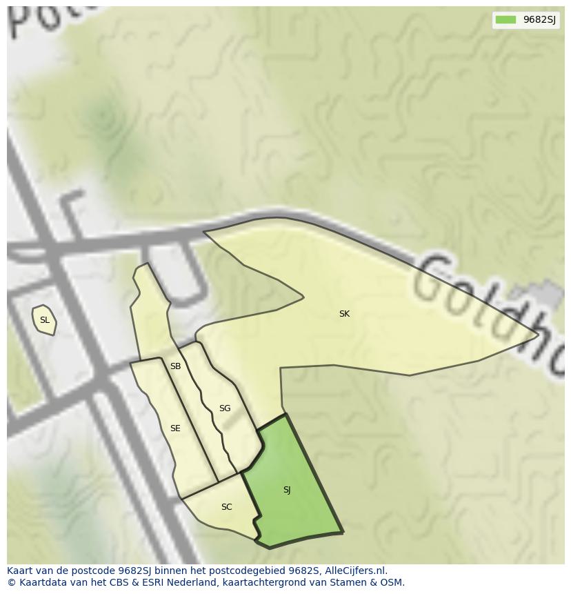 Afbeelding van het postcodegebied 9682 SJ op de kaart.