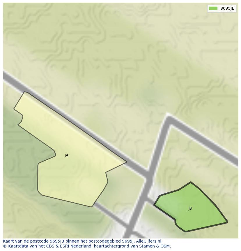 Afbeelding van het postcodegebied 9695 JB op de kaart.