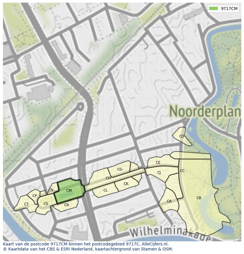 Afbeelding van het postcodegebied 9717 CM op de kaart.