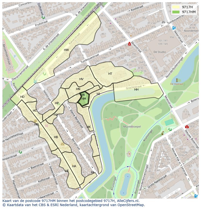 Afbeelding van het postcodegebied 9717 HM op de kaart.