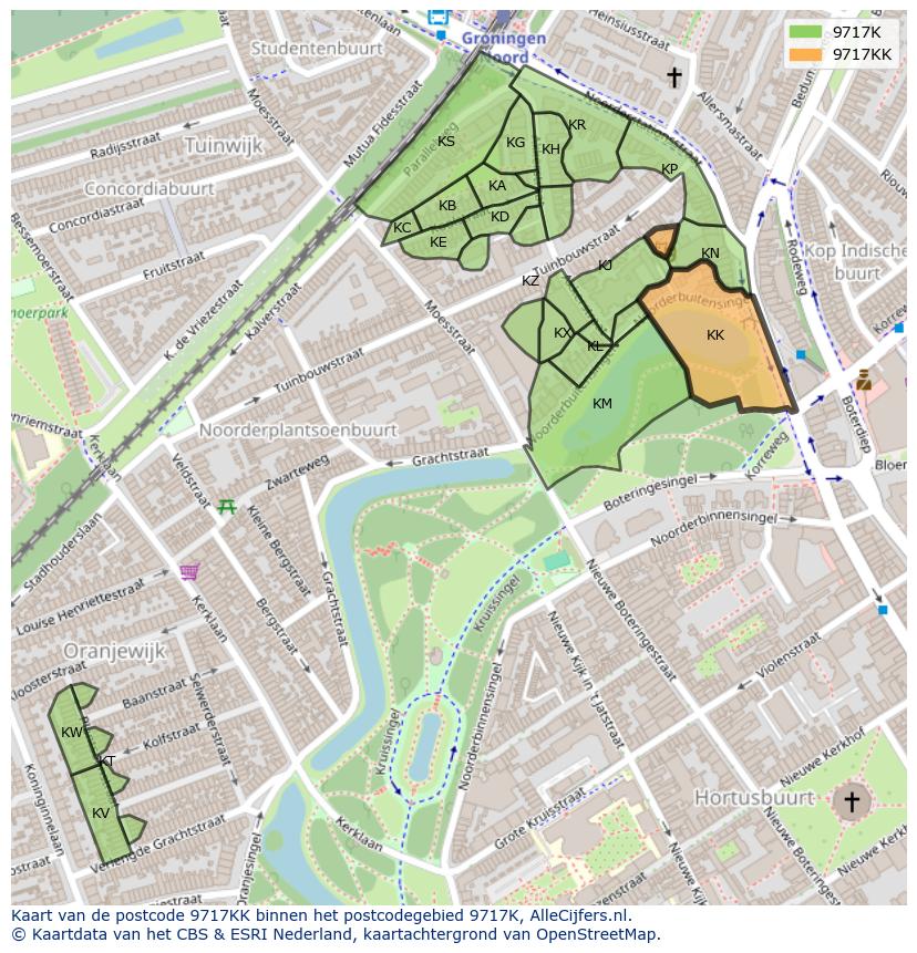 Afbeelding van het postcodegebied 9717 KK op de kaart.