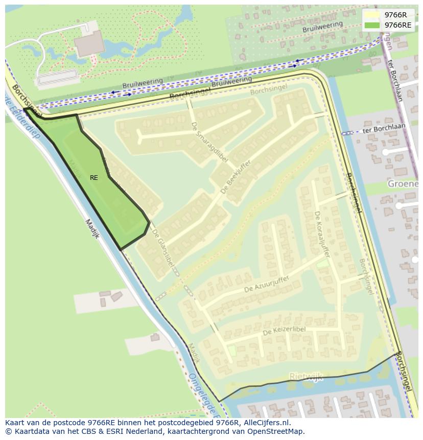 Afbeelding van het postcodegebied 9766 RE op de kaart.