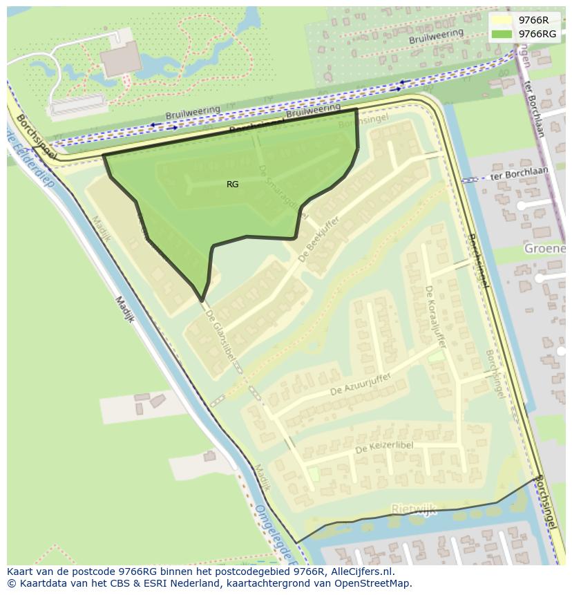 Afbeelding van het postcodegebied 9766 RG op de kaart.
