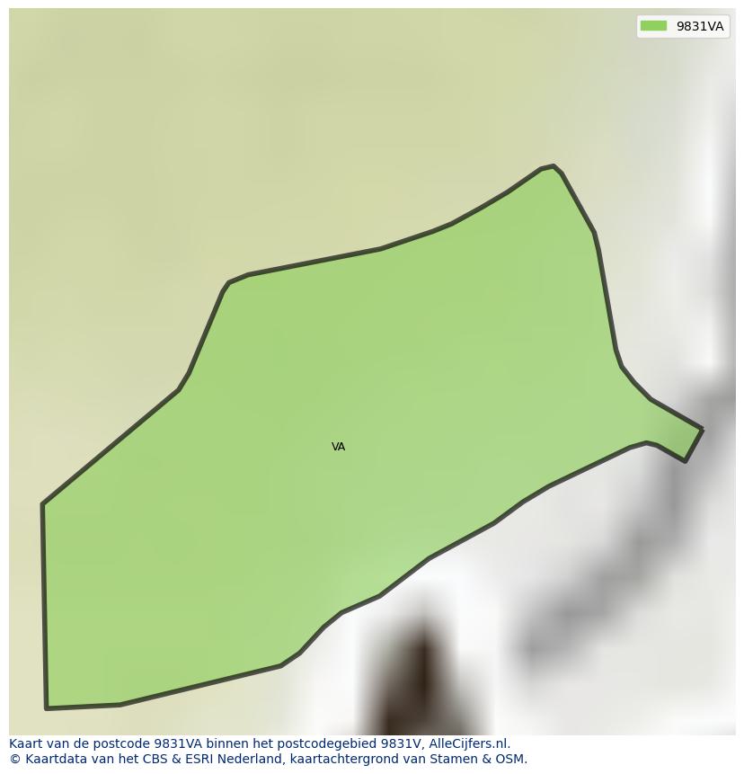 Afbeelding van het postcodegebied 9831 VA op de kaart.