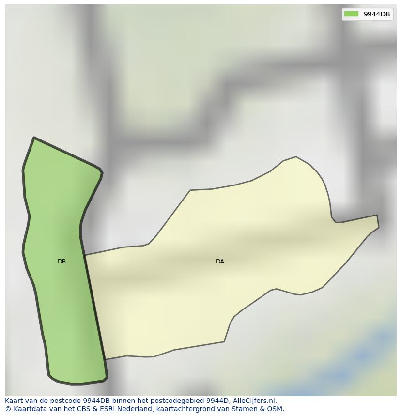 Afbeelding van het postcodegebied 9944 DB op de kaart.
